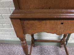 ANTIQUE VTG WOOD RECORD ALMBUM LP STAND CABINET 42.5” TALL X 17 X 12 3/4” DEEP