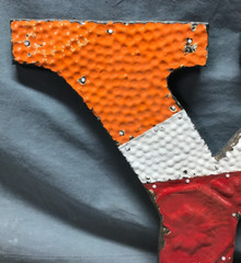 Decorative Salvaged Tin Ceiling 12″ Patchwork Mix Color Letter Y Metal 360-25B