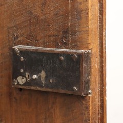Ancient Cupboard Double Étagère Early XVII Century Walnut Paneled Doors