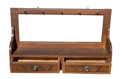 Antique Vermont Country Primitive Grain Painted Wall Shelf / Cupboard