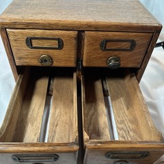 4 Drawer Library Card Catalog File Cabinet Solid Oak Old Antique Great Finish