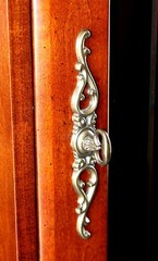 Contemporary Mahogany-Stained Empire Style Illuminated Display Cabinet Unit Pair