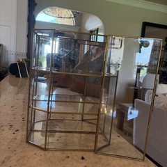 Vintage 3-Tier Brass Glass Mirrored Curio Cabinet Hanging Display Box