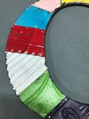 Decorative Salvaged Tin Ceiling 17″ Patchwork Mix Color Letter C Metal 217-25B