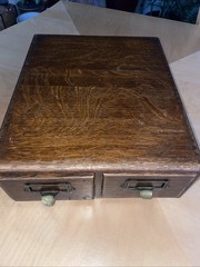 Antique Yawman Erbe 2 Drawer Library Card Catalog Index File Cabinet Wood Box
