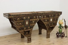 Indian Antique Carved & Painted Giant 9′ Granary Cabinet #52037