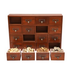 Vintage 16 Drawers Tabletop Library Card Catalog Cabinet Apothecary Storage Box