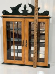 Vtg Display Hanging Wall Cabinet Glass Doors Mirror Back 4 Shelves Cottagecore