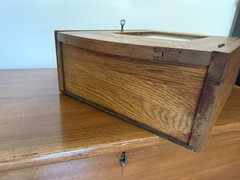 Antique Oak Medicine Cabinet with Mirror Skeleton Key 1900s Arts & Crafts Period