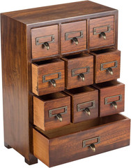 Solid Wood Curio Cabinet with Apothecary Drawers – Fully Assembled Storage