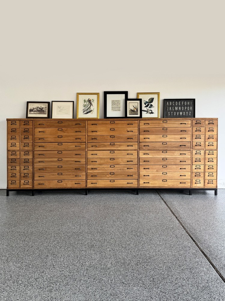 Antique 63 Drawer Lab, Parts or Apothecary Storage Cabinet, Card Catalog