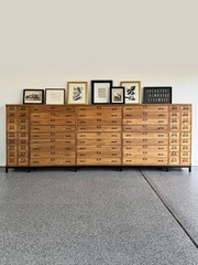 Antique 63 Drawer Lab, Parts or Apothecary Storage Cabinet, Card Catalog