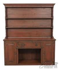 L57591: Primitive Country Painted Bench Made Pewter Cabinet