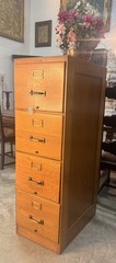 Antique American Tiger Oak Imperial Methods Co 4 Drawer Filing Cabinet 52″