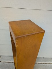 Vintage Art Deco Rustic Wood Mid Century Modern LP Vinyl Record File Cabinet C9