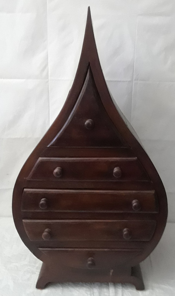 Antique 5 Drawer Chest Oriental Style Triangle Shape Wooden Hand Crafted 36 in