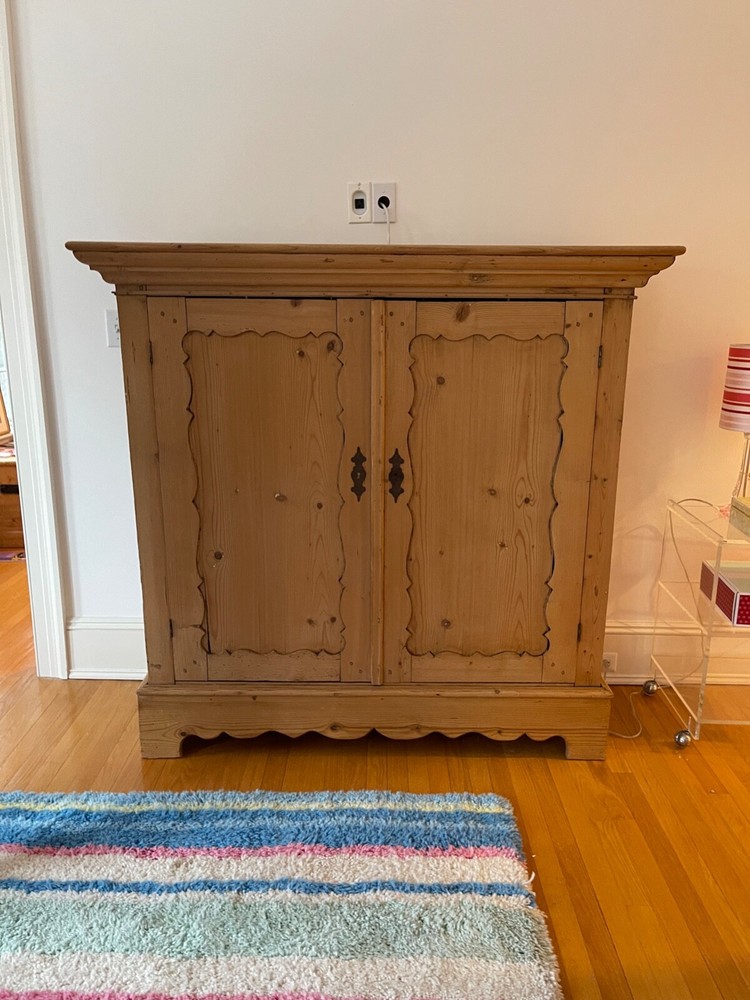 Antique Pine Two Door Storage Cupboard Cabinet