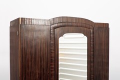 Antique 1940s French Art Deco Macassar Ebony Wood Wardrobe Armoire Cabinet