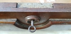ANTIQUE 19 c. ENGLISH OAK MARBLE TOP STAND DRY CABINET w/ TEAR DROP PULLS