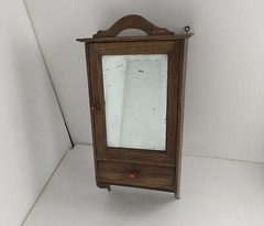 Art Deco Medicine Apothecary Cabinet Wall Hanging Beveled Glass Oak Kitchen Bath