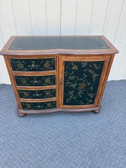 67862 Hand-Painted Floral Accent Cabinet with Drawers and Door
