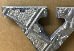 Decorative Salvaged Tin Ceiling 8″ Patchwork Shabby Silver Letter Y Old 202-26B