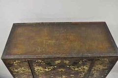 Antique Charles II Georgian Japanned Carved Lacquer China Cabinet on Base