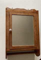 VTG Oak Mirrored Wall Mount Medicine Cabinet with Towel Bar 21 X 13