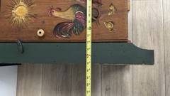 Beautiful Vintage Hand-Painted Laquered Wooden Tabletop Curio Cabinet 14”