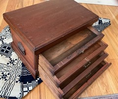 Antique Apothecary Wooden Cabinet Box with Multiple drawers Brass Hardware