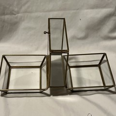 Brass Glass Casket Curio Box Two Sections – Missing Latch