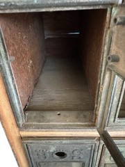 Antique Vintage US Post Office Mail Box 4 Door Cabinet Verdigris Patina