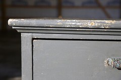 Apothecary Cabinet Wood drawer Counter Cast Iron Pulls industrial antique VTG