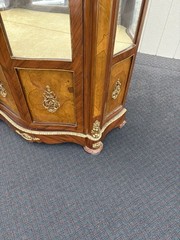 67340 Louis XV Inlaid Curio Cabinet with Bronze Ormalu