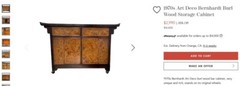 1970s Art Deco Bernhardt Burl Wood Storage Cabinet