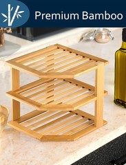 RoyalHouse Bamboo 3-Tier Corner Shelf Organizer for Countertop &