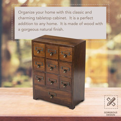 Solid Wood Curio Cabinet with Apothecary Drawers – Fully Assembled Storage