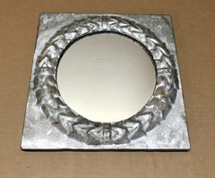 Decorative Salvaged Tin Ceiling 13″ Sq. Wreath Metal Silver Mirror Old 628-26B