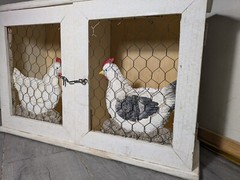 Vintage Rustic Farmhouse Shabby Chic Chippy White Chicken Coop Wall Cabinet