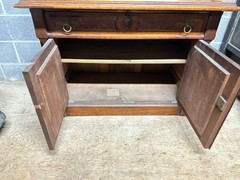 Antique Victorian Burl Walnut Bookcase Cabinet Cupboard Desk With Keys 2pc