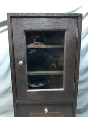 VTG Oak Double Door Bookcase Doctors Medicine Cabinet 20×43 Old 1502-25B