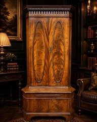 Antique Edwardian Mahogany Corner Cabinet Gothic Flame Veneer UK DELIVERY