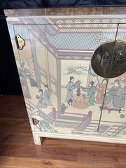 Vintage Drexel Heritage Hollywood Regency Chinoiserie Cream Bar Cabinet