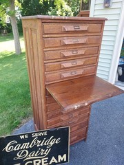 Oak 13-Drawer Ritter Printers Cabinet