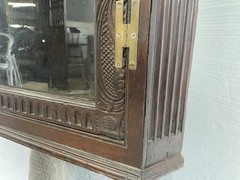 Antique Hanging Corner Cupboard cabinet Carved Flemish Oak with drawers