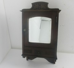 Kitchen Medicine Apothecary Bathroom Cabinet Carved Wood Ornate Beveled Glass