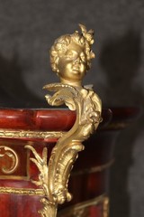 Signed J.Groschkus Abalone & Mother of Pearl Figural Bronze Bowed Glass Vitrine