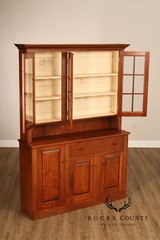 D.R. Dimes Cherry Two Piece Step Back Country Hutch Cabinet
