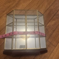 Vintage Tabletop Brass and Glass Curio Display Cabinet