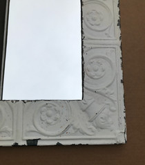 VTG Decorative TORCH Salvaged Tin Ceiling 23″ SQ. Metal Mirror Old 1720-25B